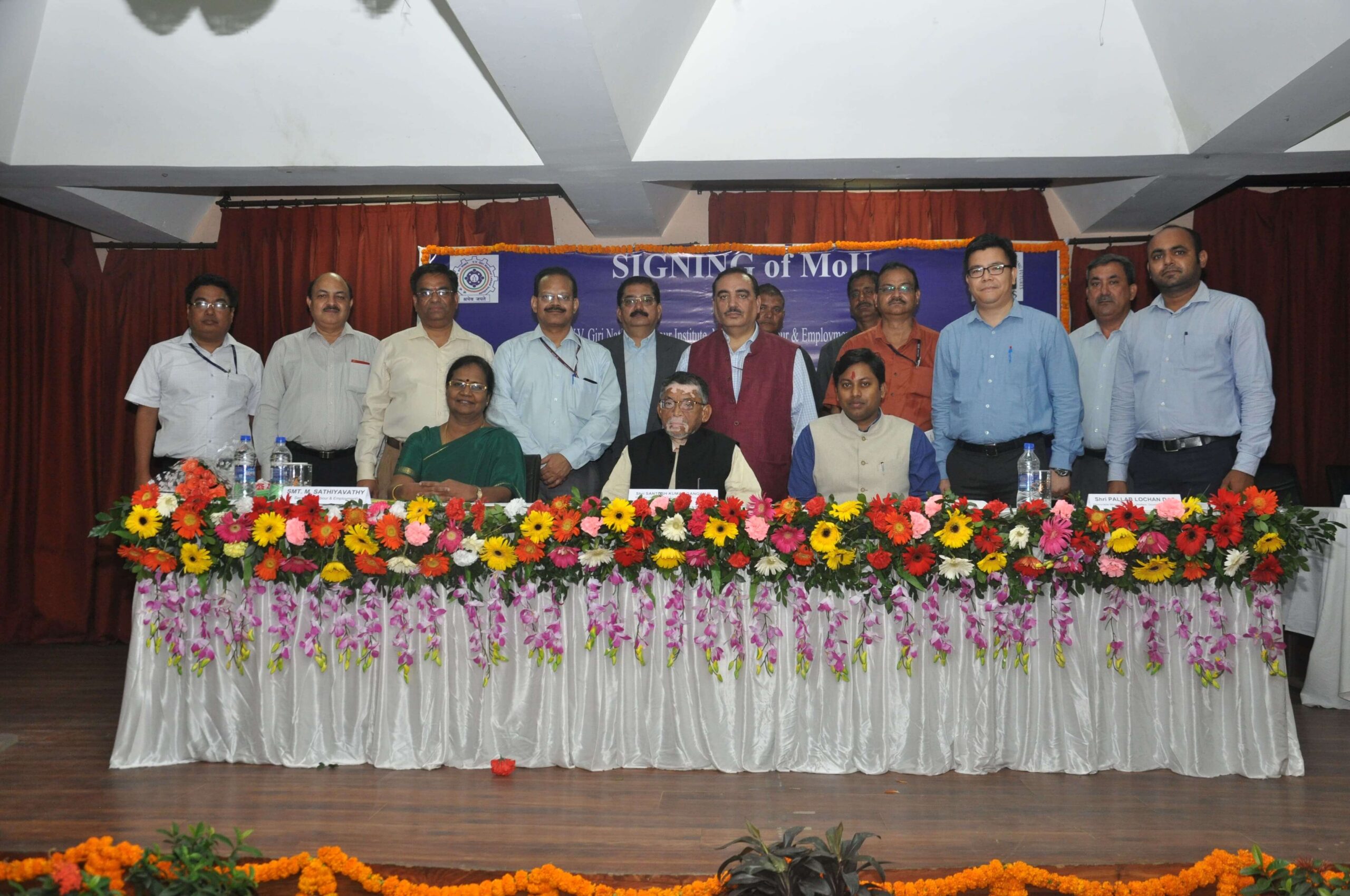 With Shri Santosh Gangwar, Hon'ble Union Minister for Labour & Employmment at TISS, Guwahati (1) (1)